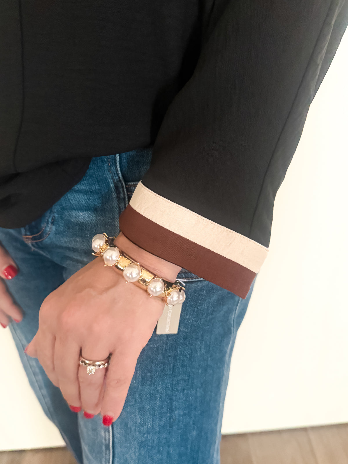 Golden Glow Pearl Stretch Bracelet