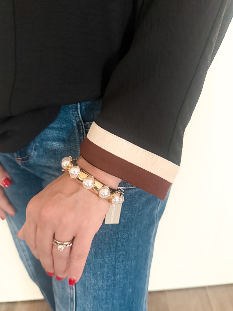 Golden Glow Pearl Stretch Bracelet