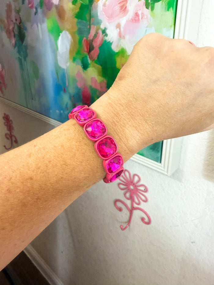 Happy Hues Gem Bracelet - Dark Pink