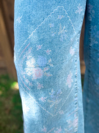 Floral Print Vintage Wide Leg Denim