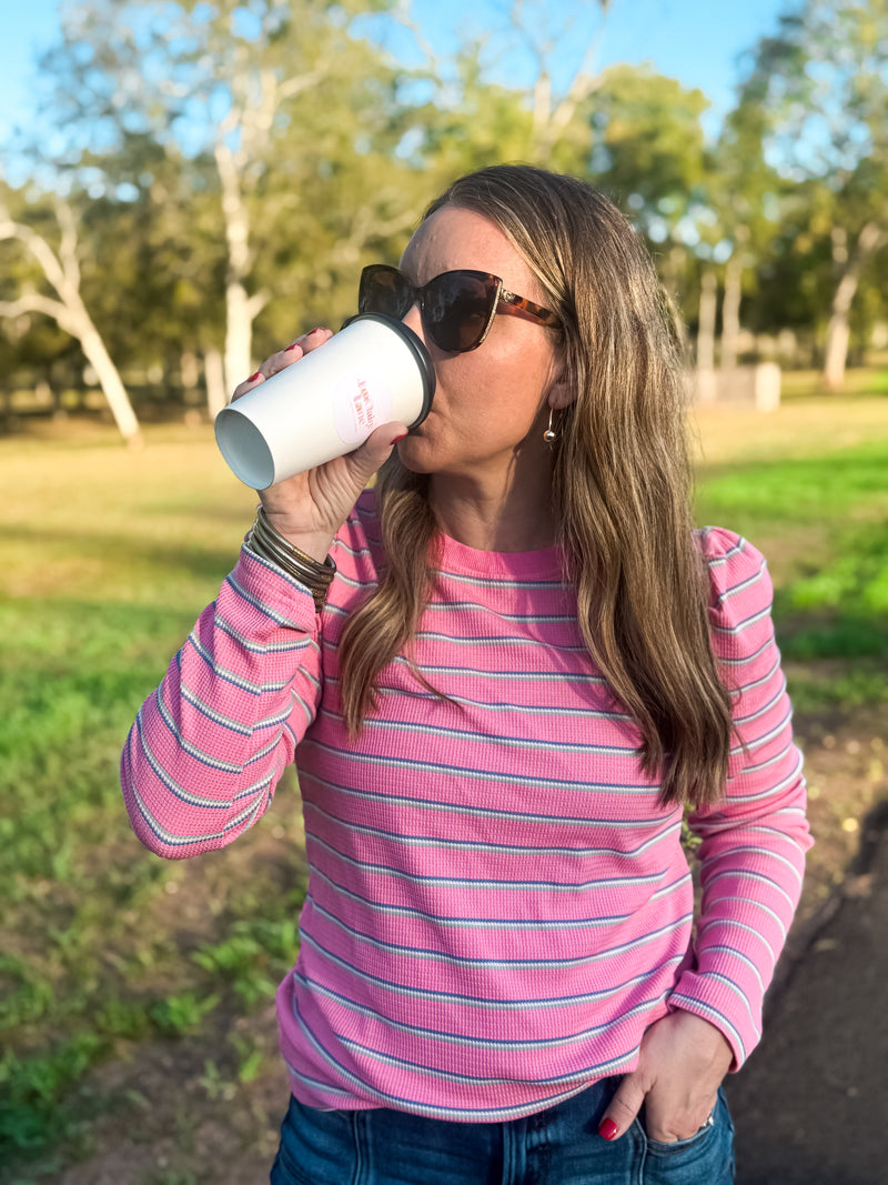 Rose Stripe Textured Top