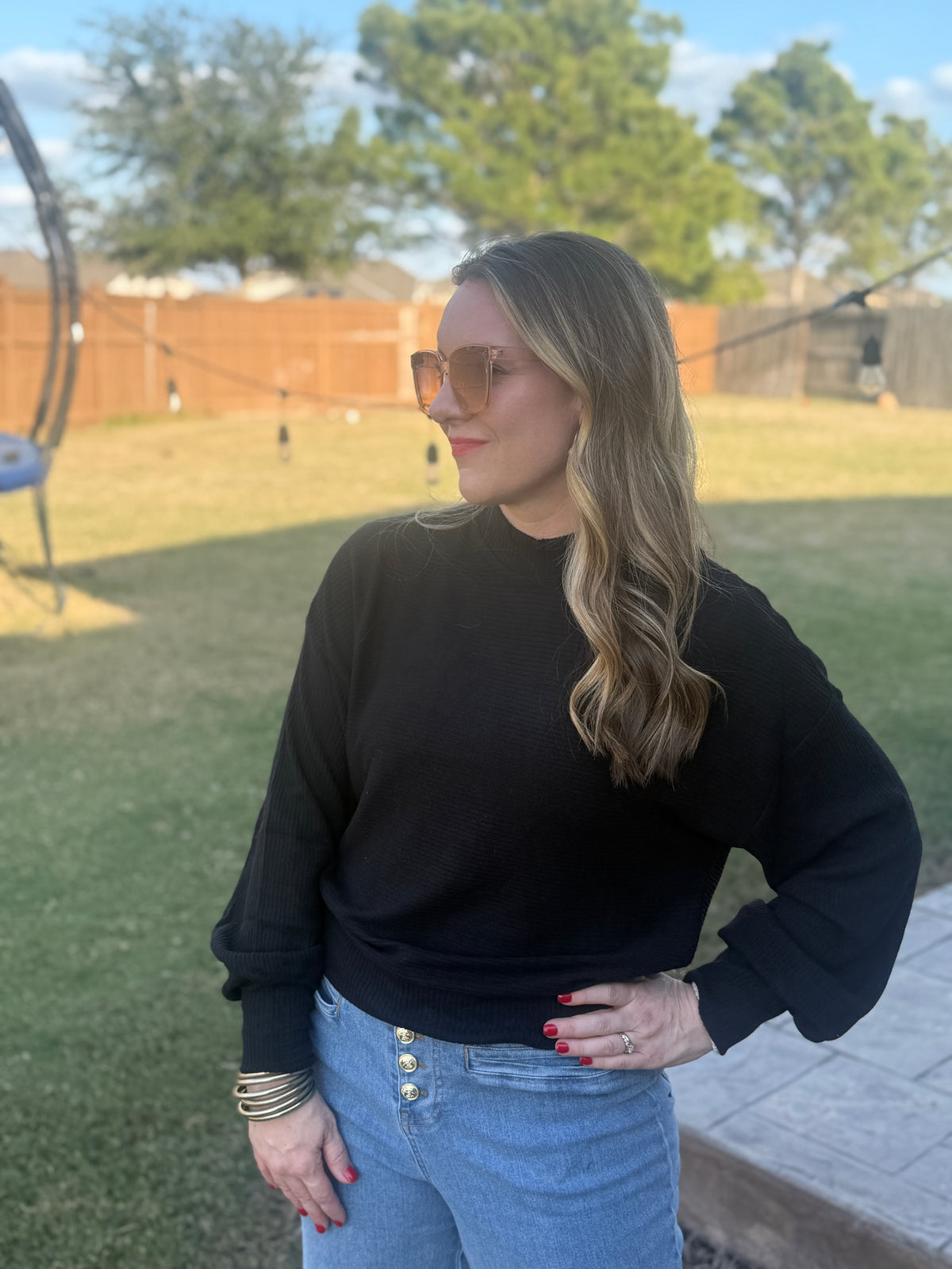 After Hours Ribbed Sweater in Black & Cream