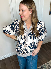 Sweet Sails Navy & White Top