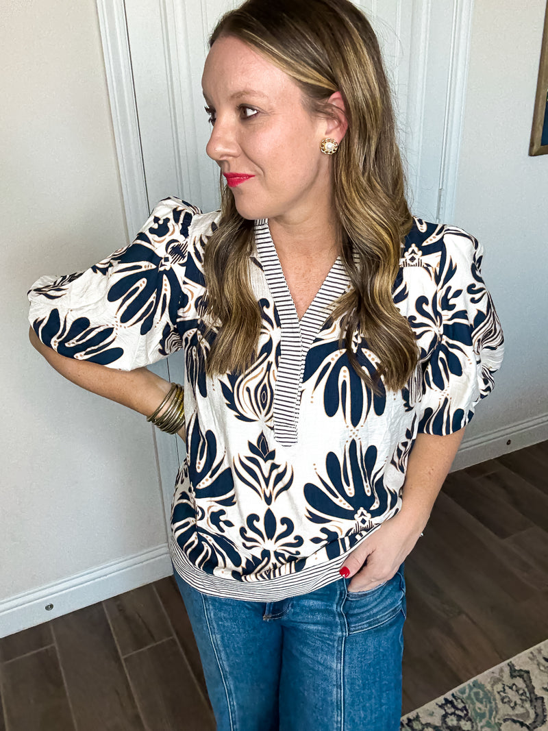 Sweet Sails Navy & White Top