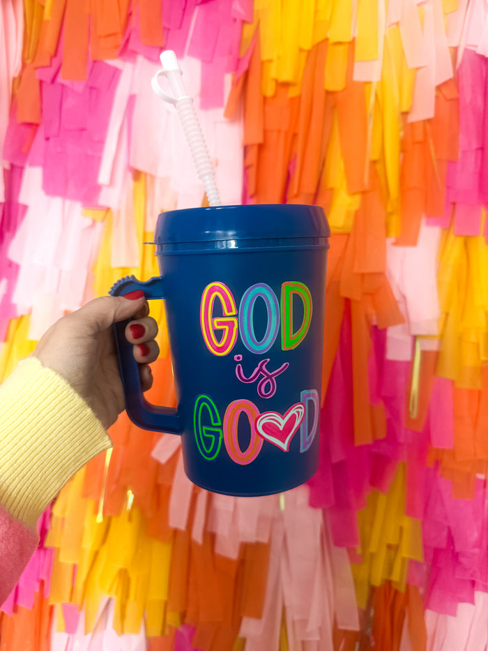 God Is Good Mega Mug in Ocean Blue - EmClaire Lane
