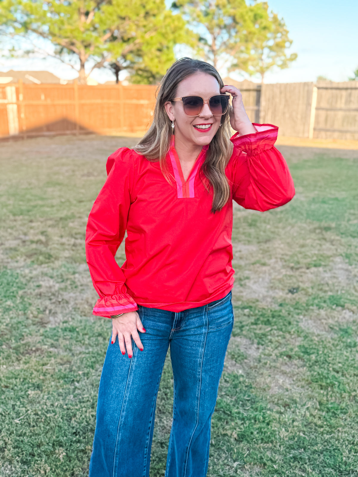 The Radiant Ruffle Red Top