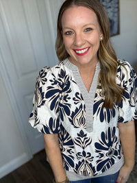 Sweet Sails Navy & White Top