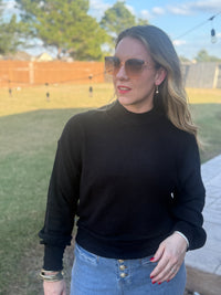 After Hours Ribbed Sweater in Black & Cream