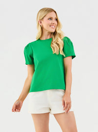 Parker Pleat Sleeve Tee in Green