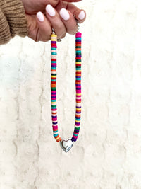 Hey Girlie Beaded Silver Necklace