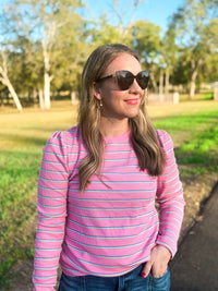 Rose Stripe Textured Top