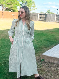 Green Stripe Midi Dress