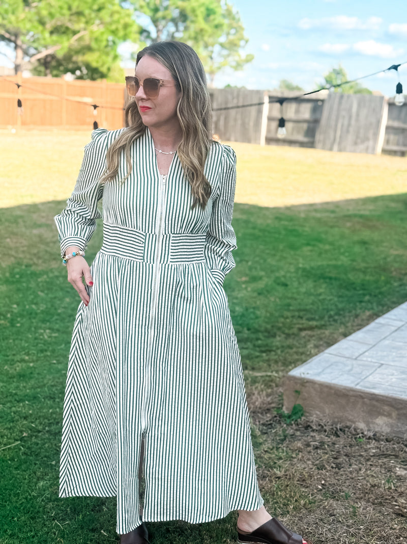 Green Stripe Midi Dress