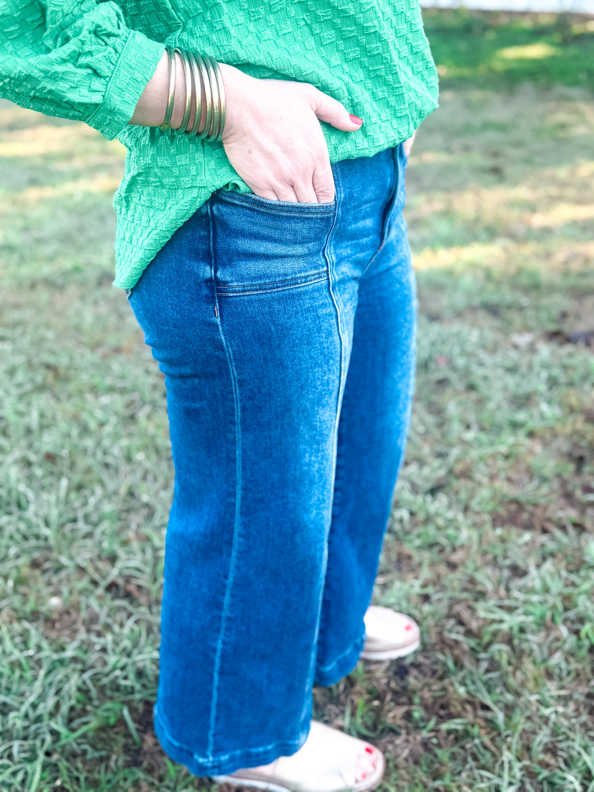 The Dark Daisy Patch Pocket Cropped Jeans