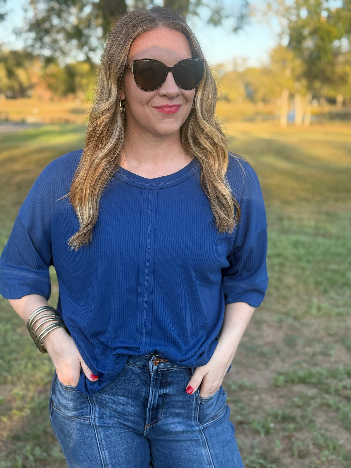 Harbor Ribbed Top in Blue