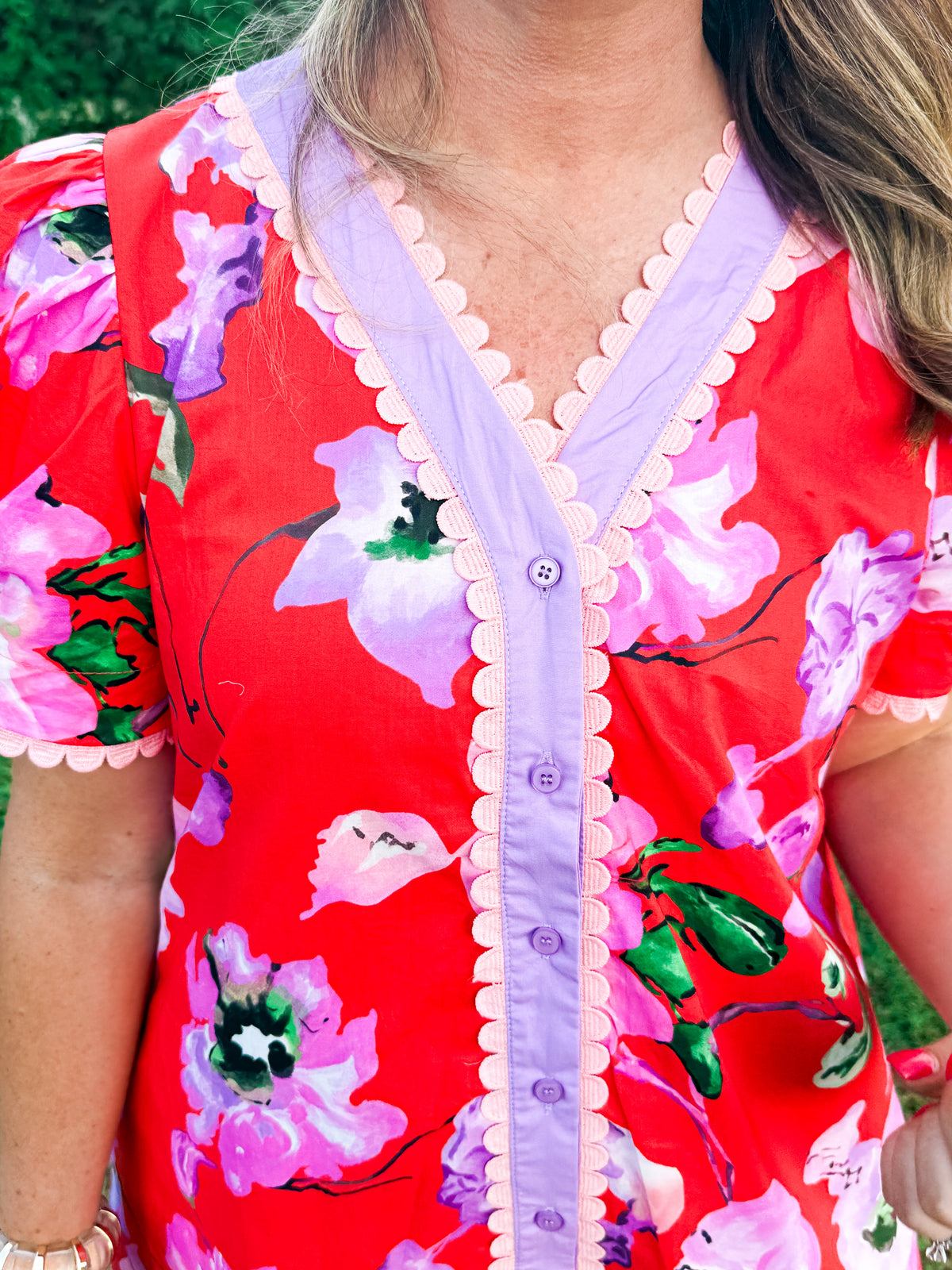 Rosebud Puff Sleeve Mini Dress