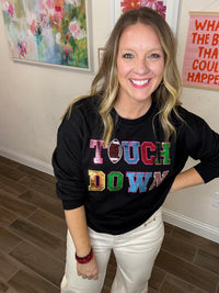 Sequin Game Day Patchwork Pullover