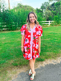 Rosebud Puff Sleeve Mini Dress