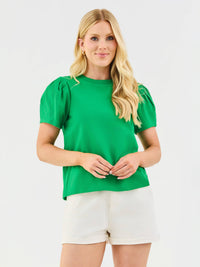 Parker Pleat Sleeve Tee in Green