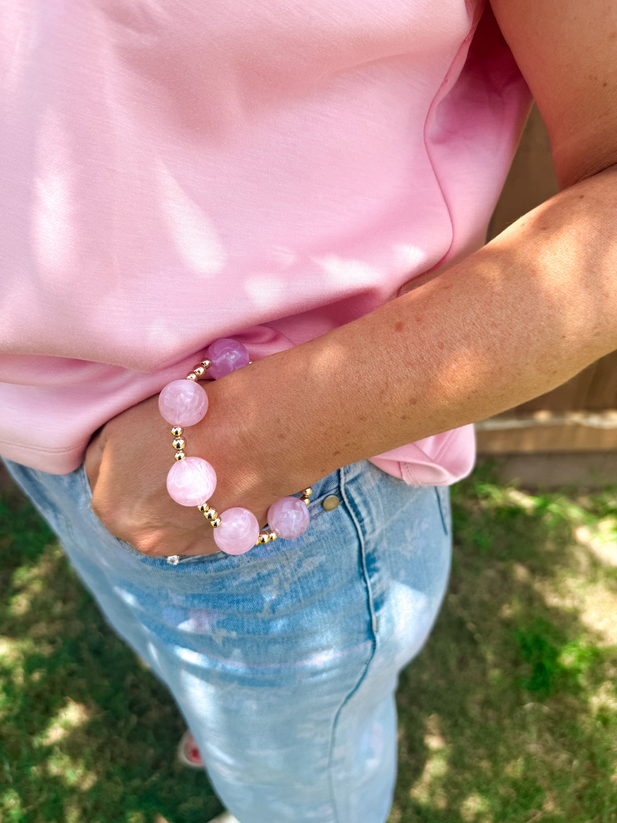 Pink Lemonade Beaded Bracelet