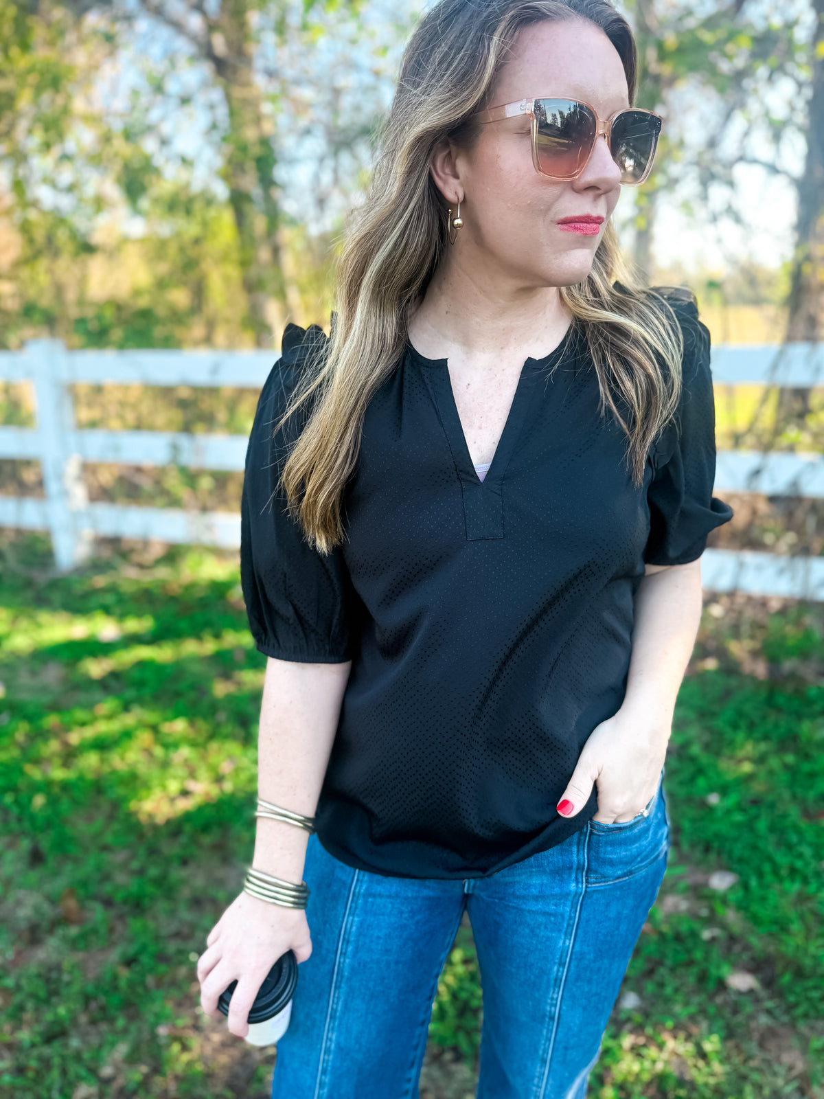 Skylar Sweetheart Black Top