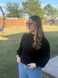 After Hours Ribbed Sweater in Black & Cream