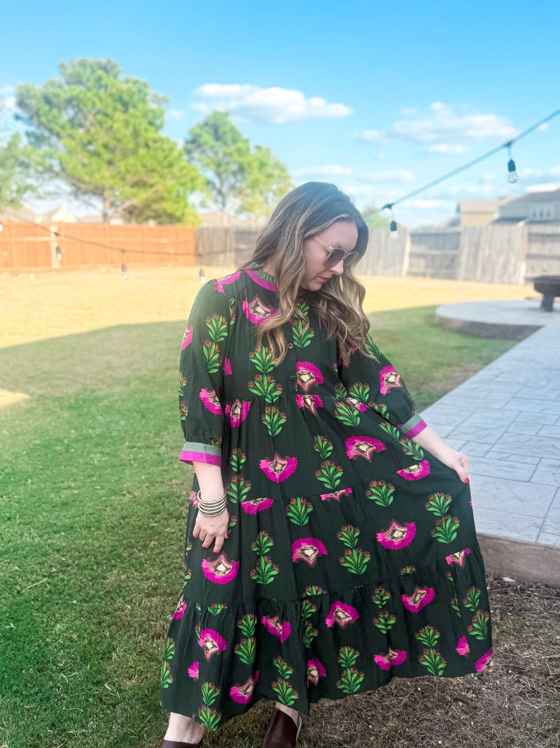 Green Meadow Ruffle Dress