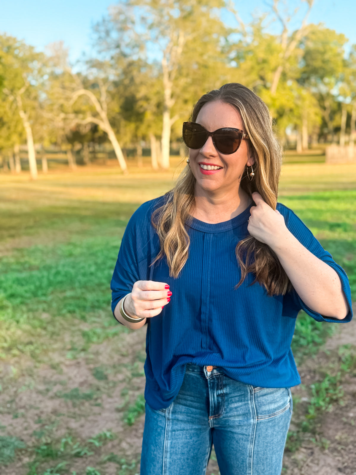Harbor Ribbed Top in Blue