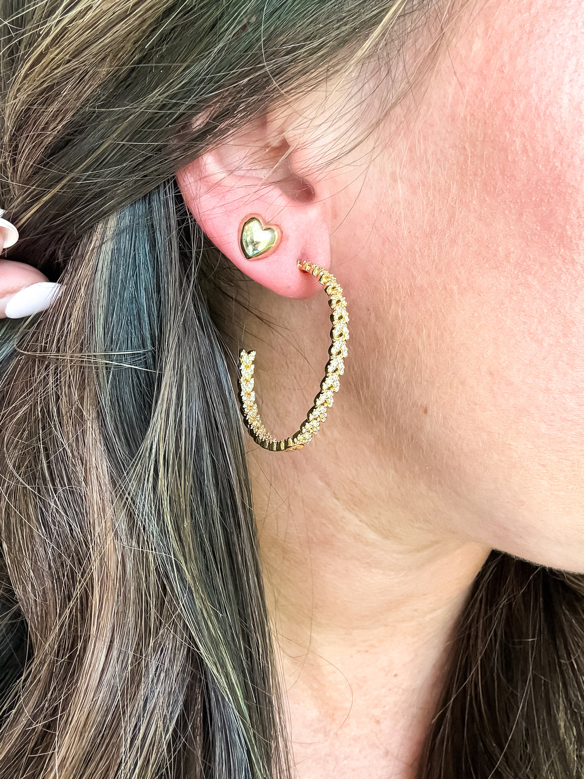 Radiant Heart Gold Stud Earrings