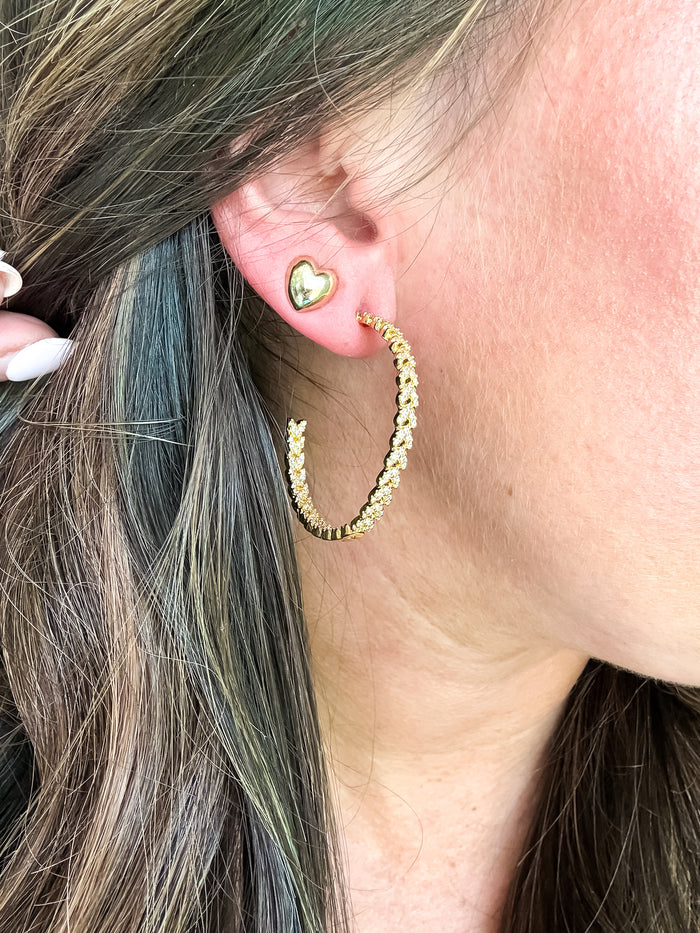 Radiant Heart Gold Stud Earrings