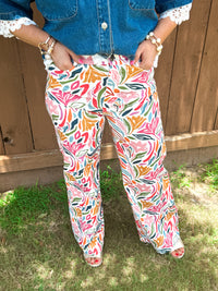 Front and Center Comfy Stretch Floral Jeans