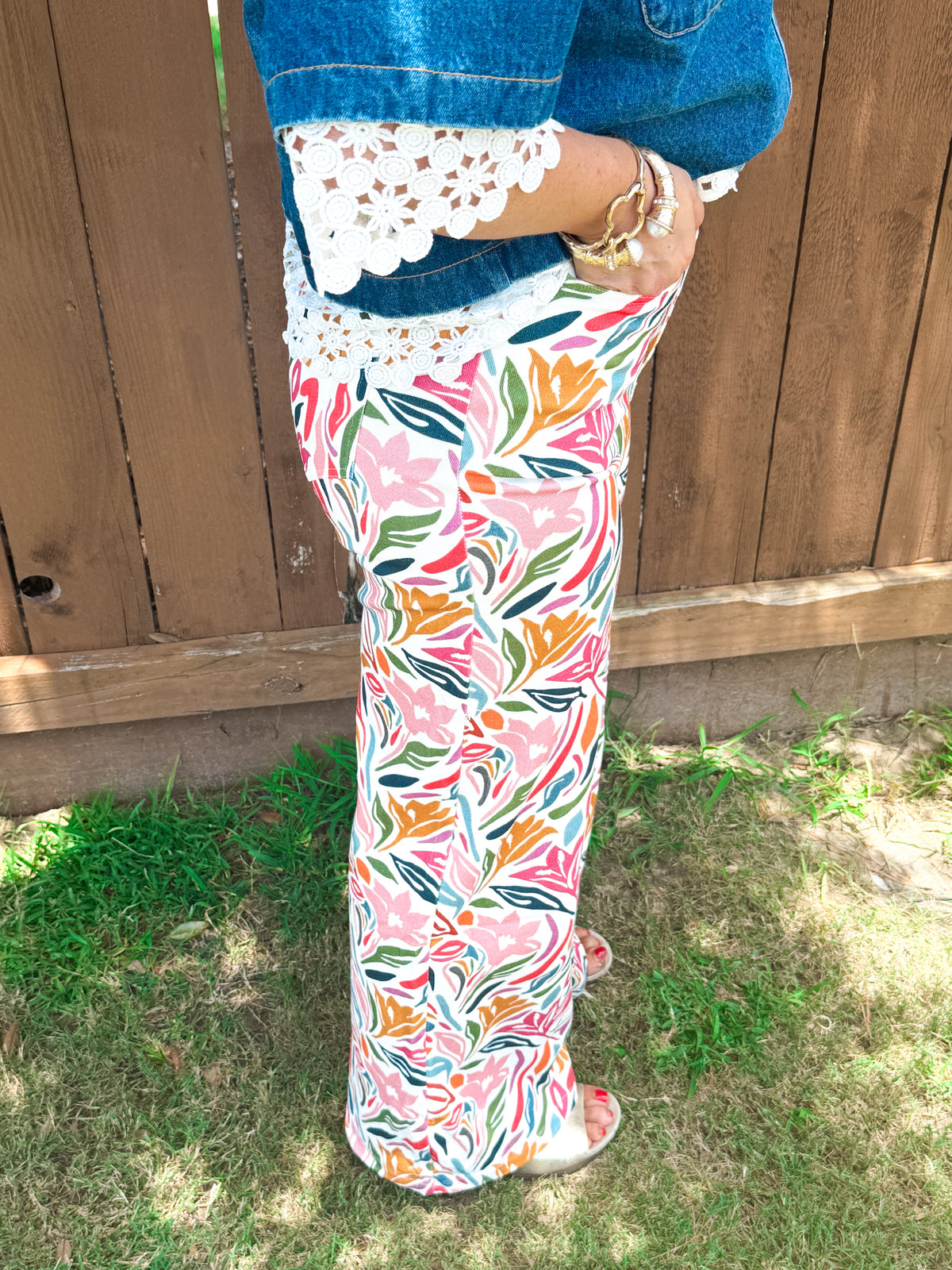 Front and Center Comfy Stretch Floral Jeans