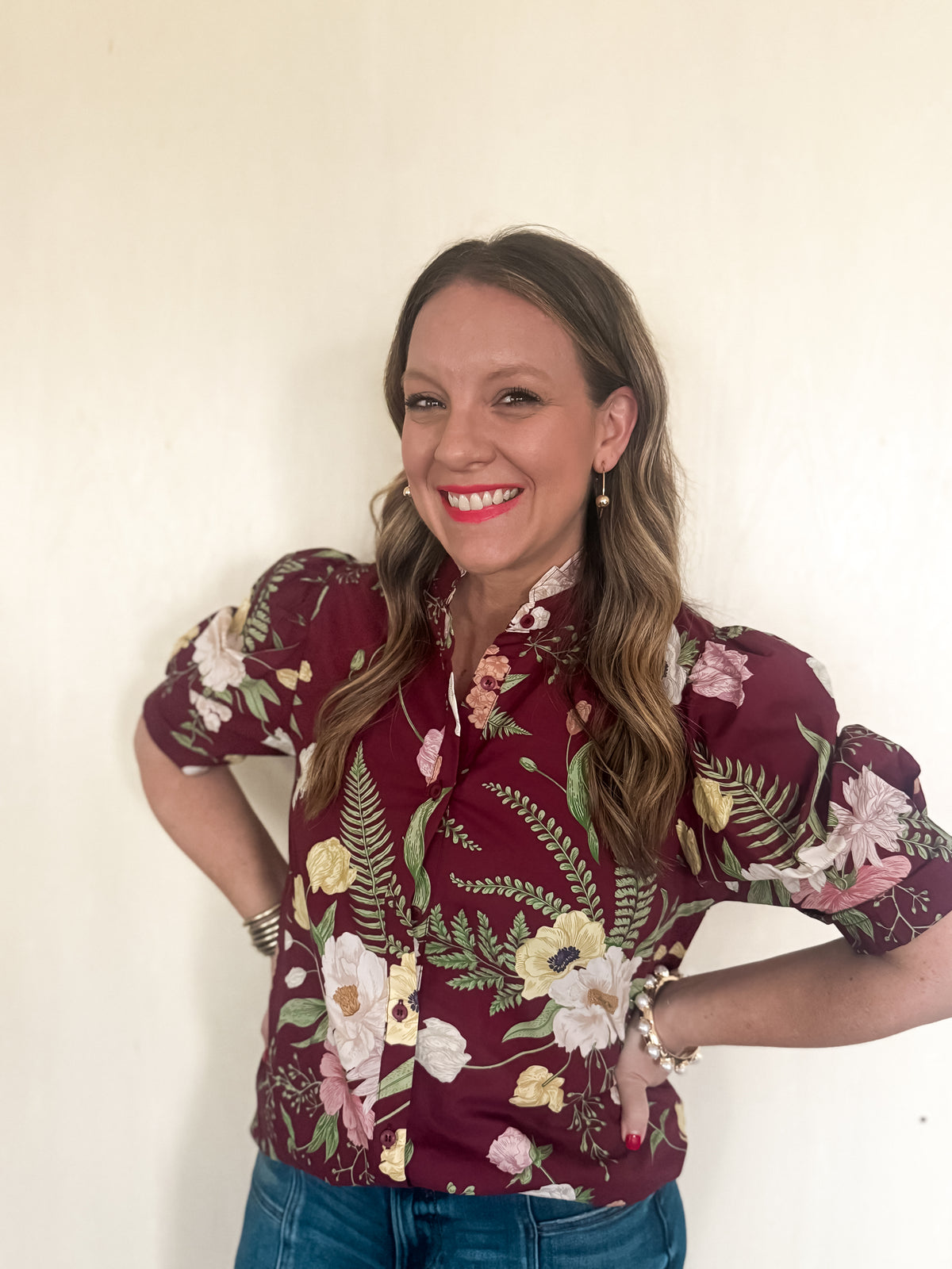 The Garden Grace Maroon Blouse