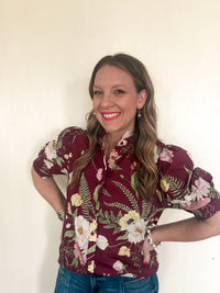 The Garden Grace Maroon Blouse