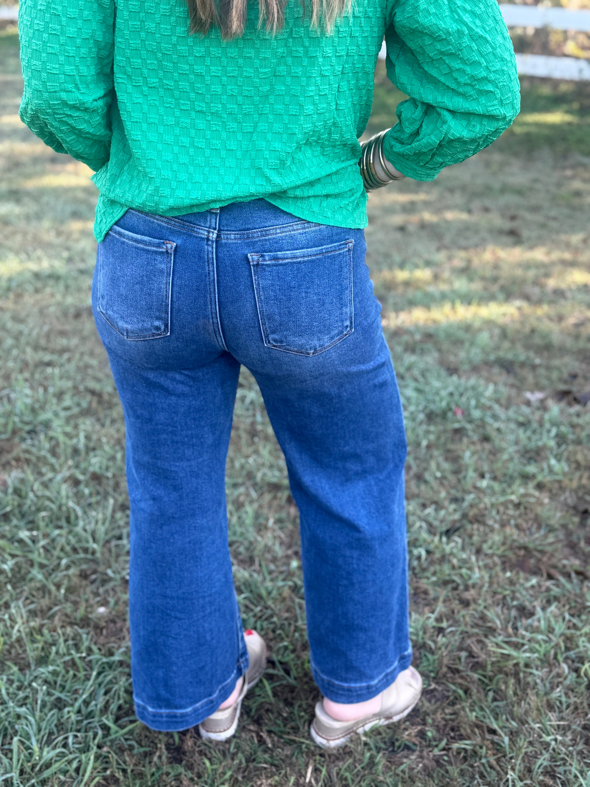 The Dark Daisy Patch Pocket Cropped Jeans