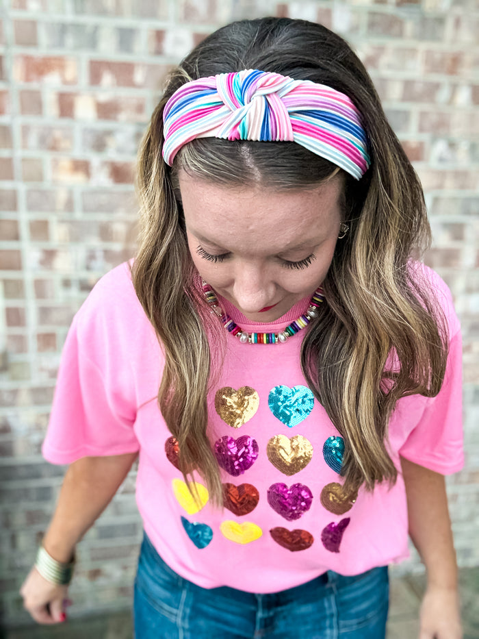 Bubble Gum Heart Sequin Tee
