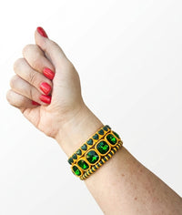 Team Spirit 3-Piece Bracelet Set: Green + Gold