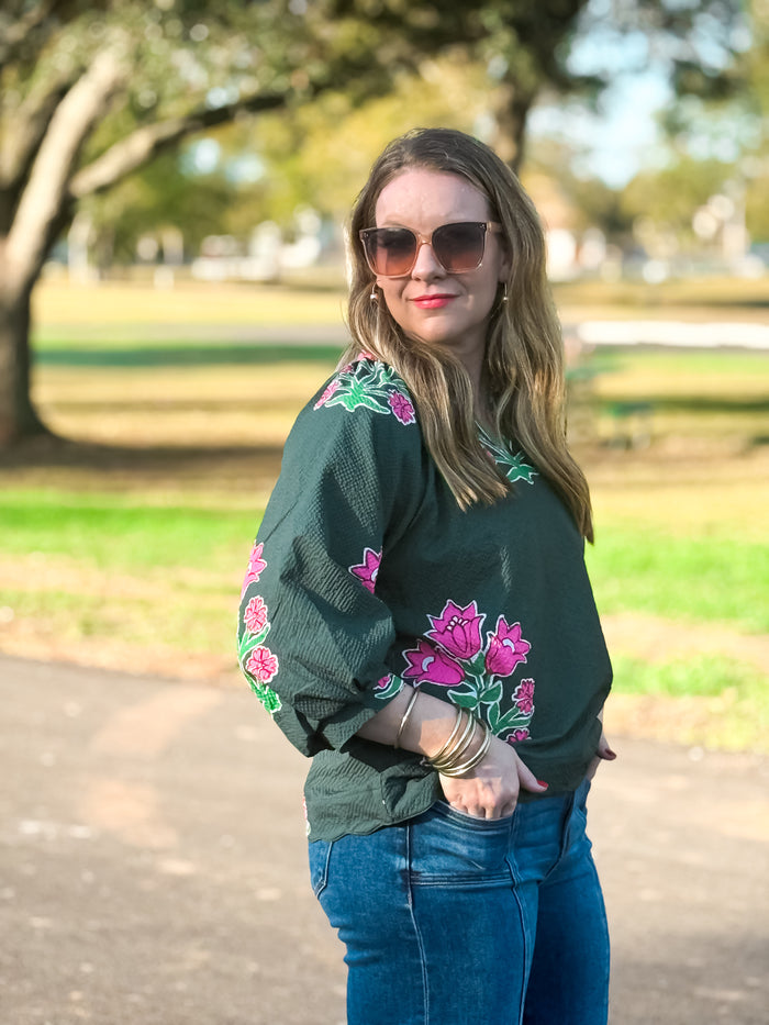 Meadow Muse Hunter Green Blouse