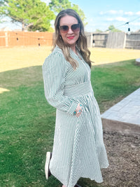 Green Stripe Midi Dress
