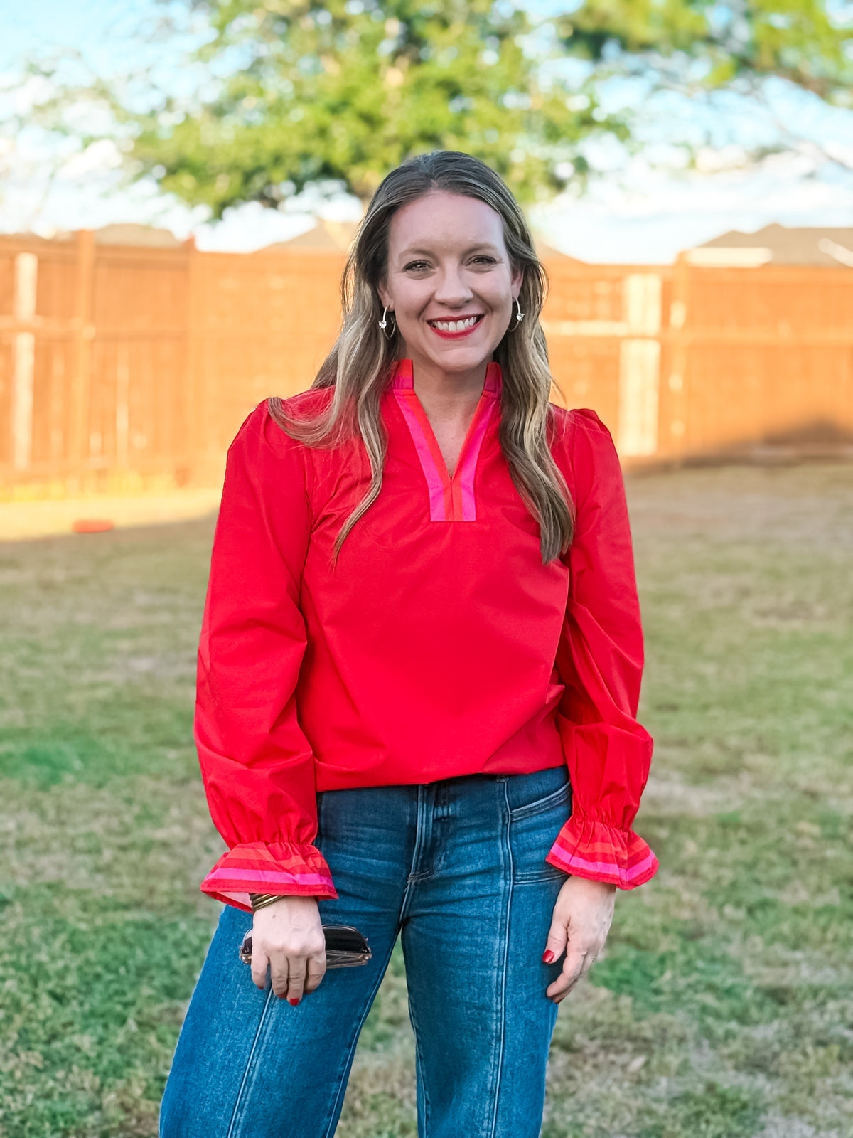 The Radiant Ruffle Red Top