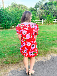 Rosebud Puff Sleeve Mini Dress