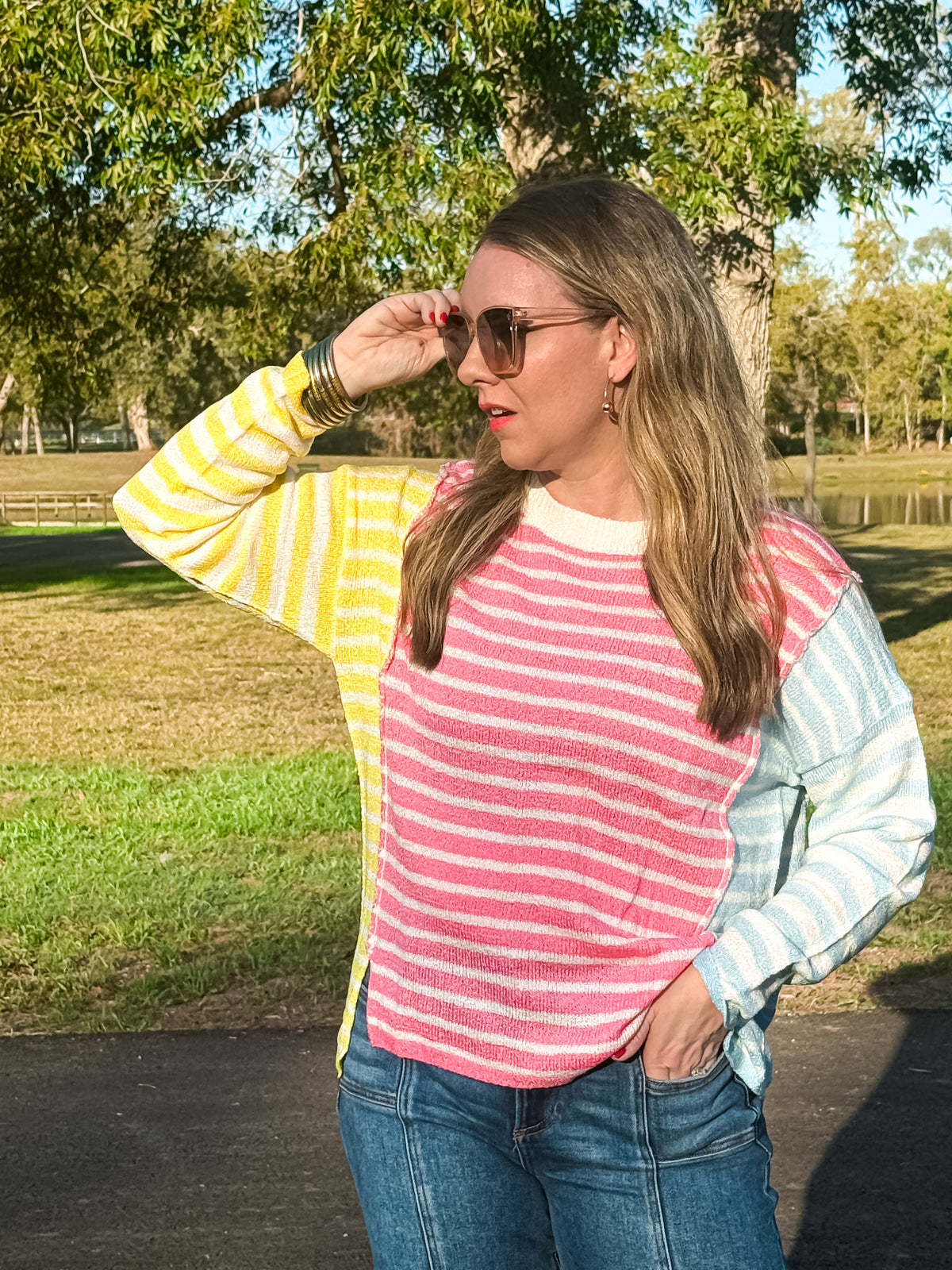 The Radiant Days Color Block Striped Sweater