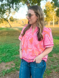 Mango Mosaic Pink Jasmine Top