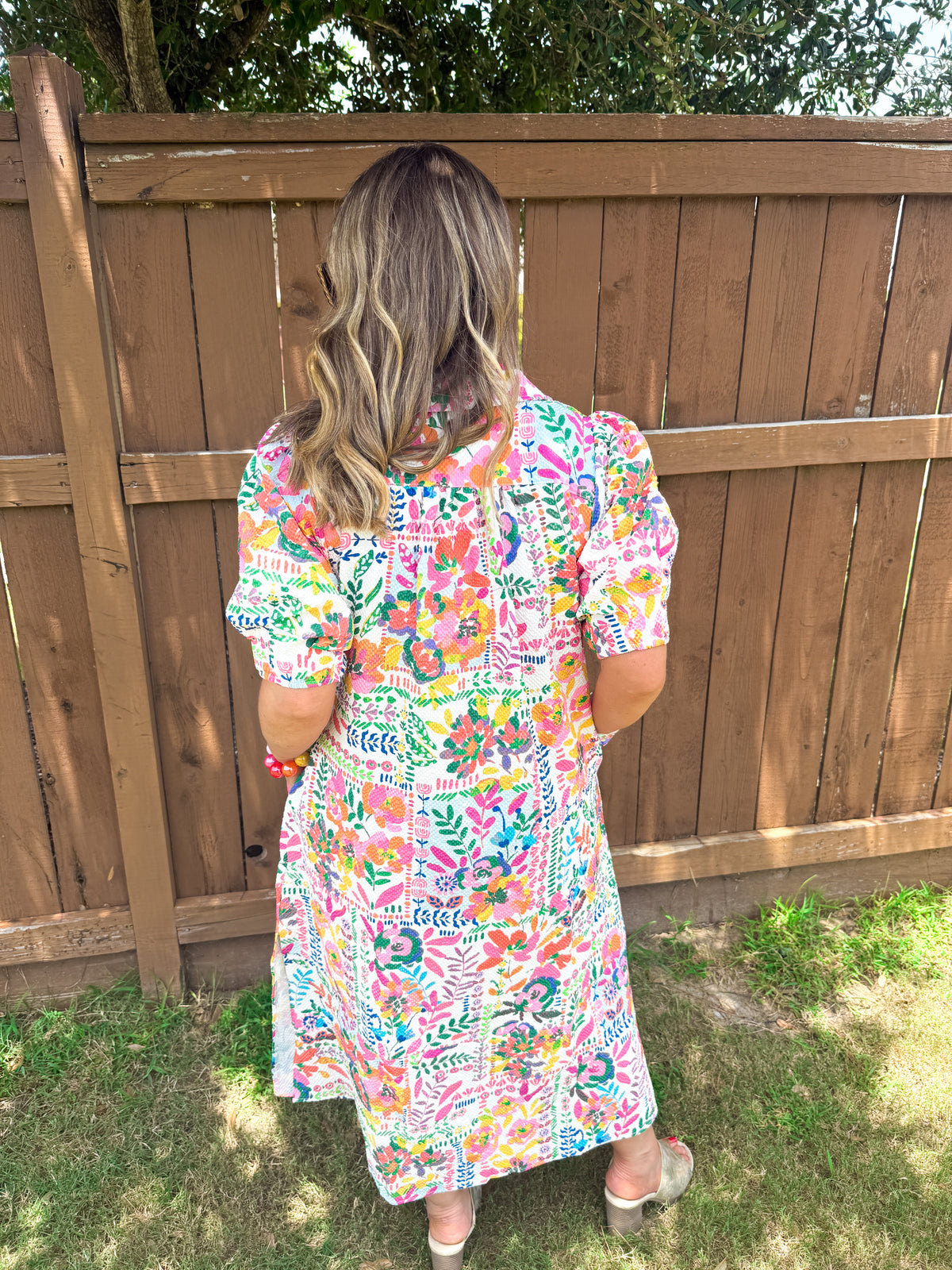 Folk Print Midi Dress
