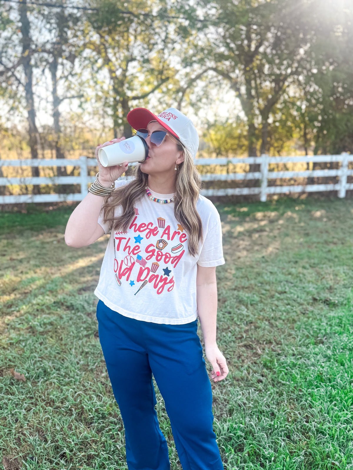 Ivory Good Old Days Baseball Cropped Tee