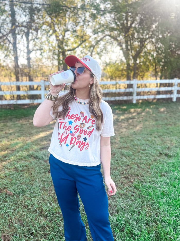 Ivory Good Old Days Baseball Cropped Tee