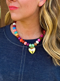 Colorful Beaded Heart Necklace