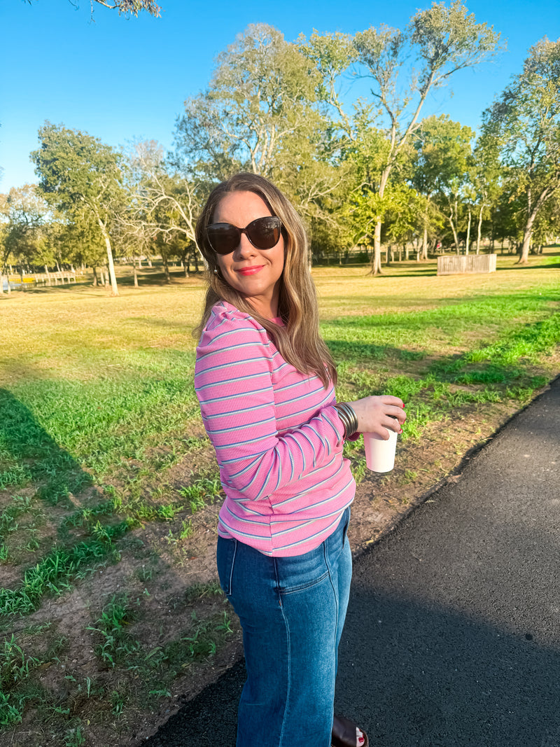 Rose Stripe Textured Top