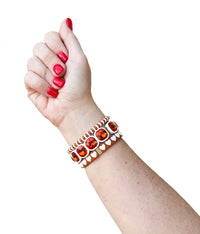 Team Spirit 3-Piece Bracelet Set: Burnt Orange + White