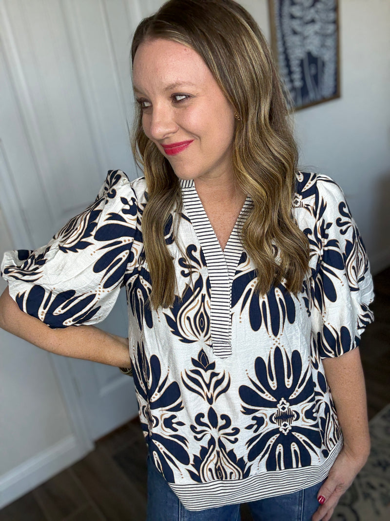 Sweet Sails Navy & White Top